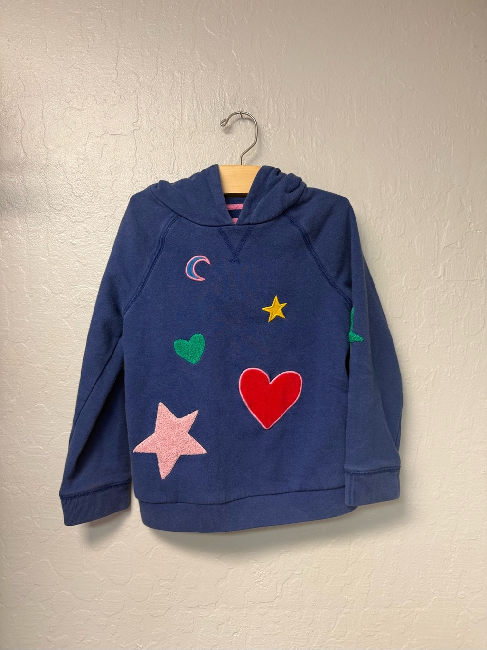 $18 ADD ON Mini Boden Navy Sweatshirt Hoodie Embroidered 7-8Y Hanna Andersson